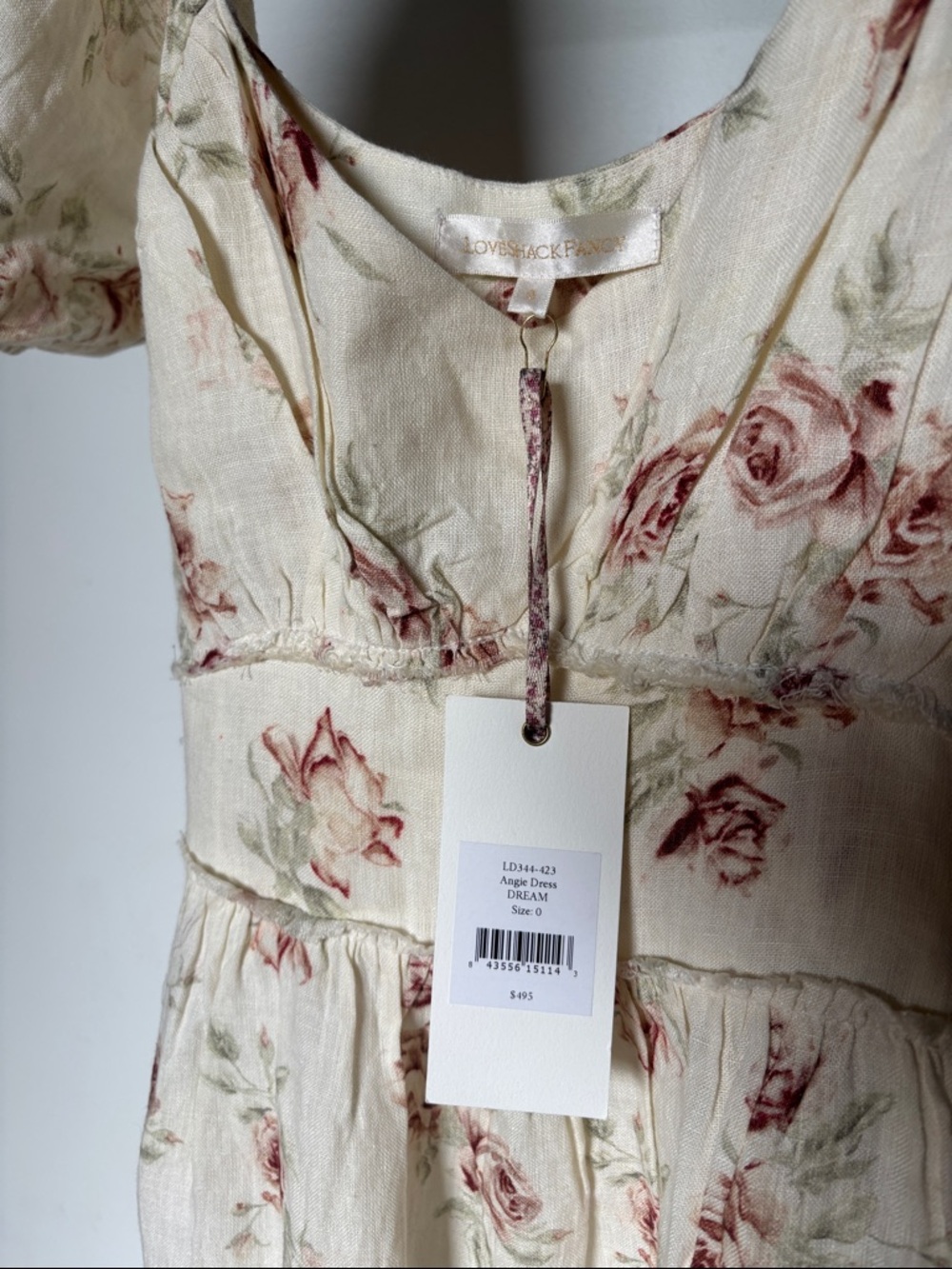 LoveShackFancy Angie Dress Dream Cream Maxi Dress with Vintage Rose Print 🥀 - Picture 3 of 12